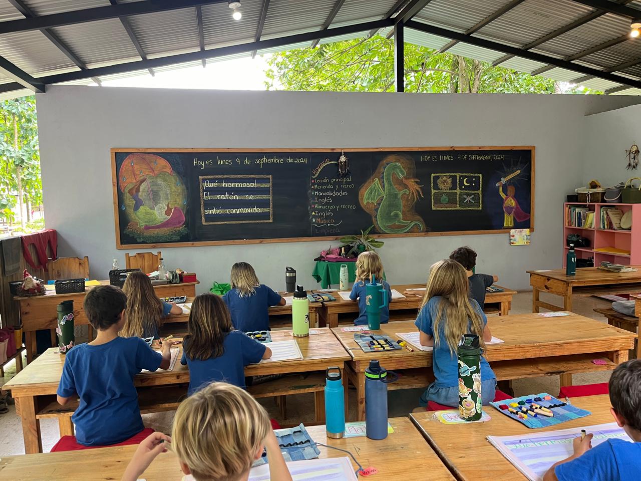 Waldorf classroom with students learning